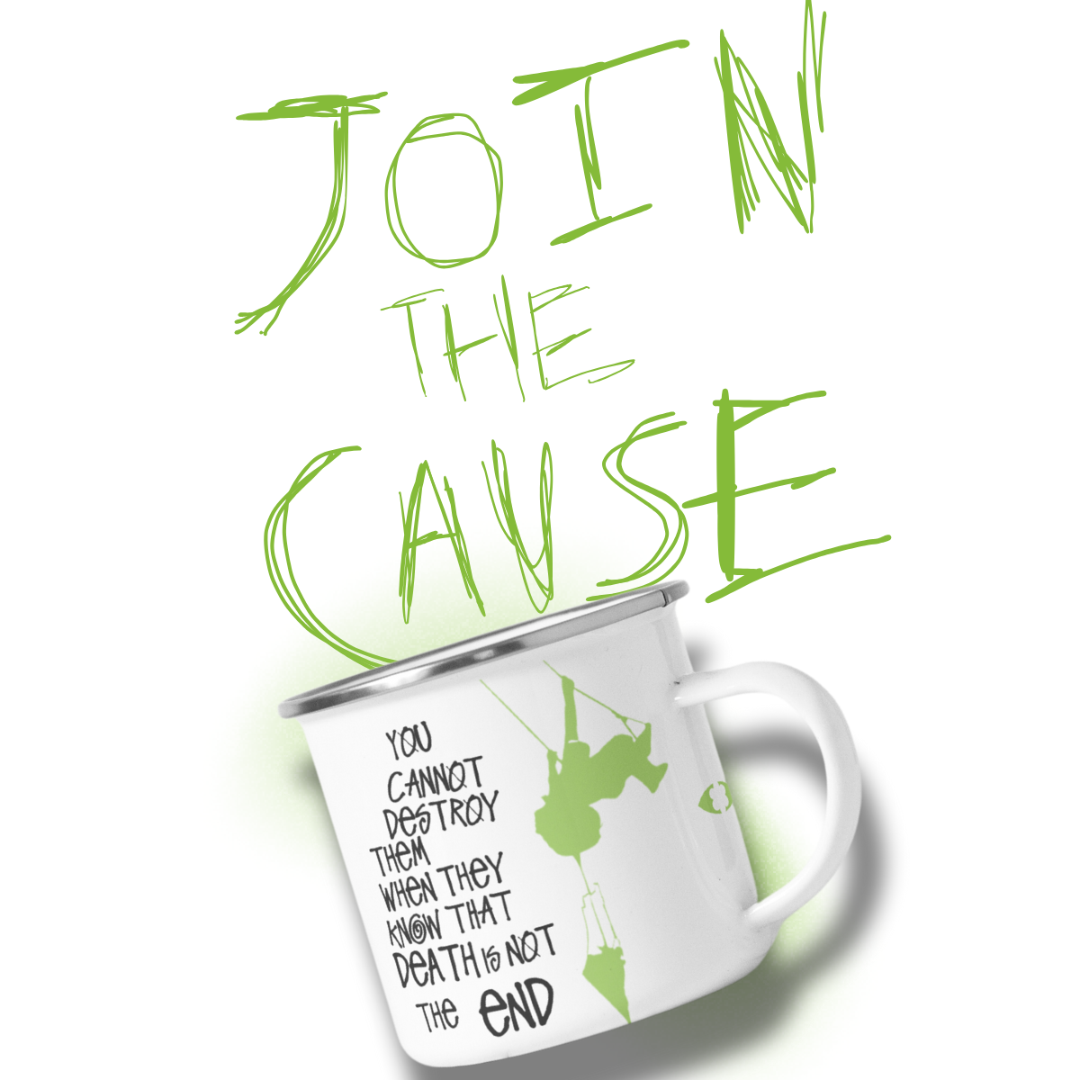 Herblunt Mug with motivational quote and 'Join the Cause' text on a white background